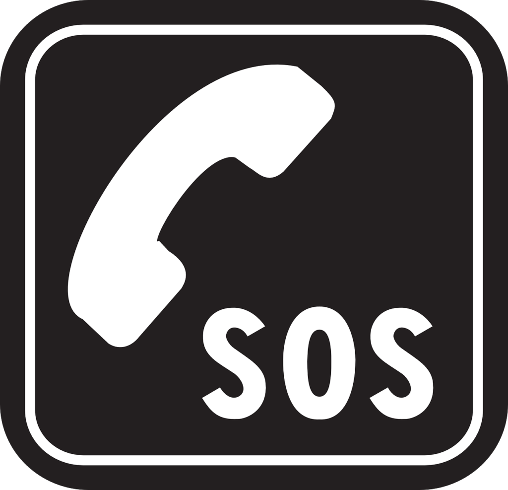 panneau SOS avec un téléphone invitant à cliquer dessus en cas de gros problèmes dans le trading. Permet d'accéder à la section aide et assistance pour le trader débutant.
